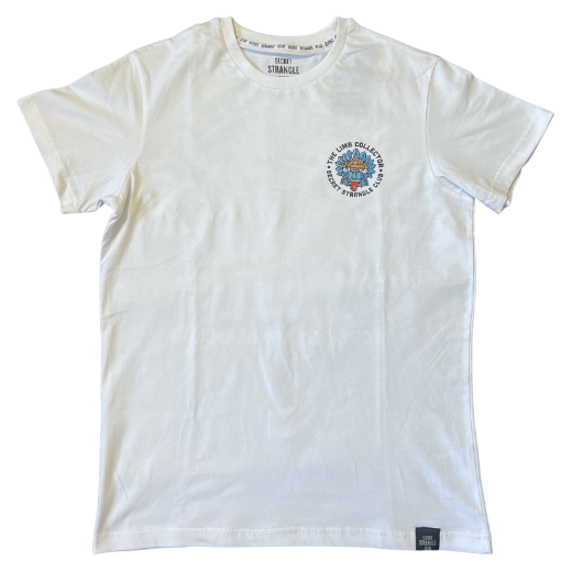 bjj tshirt white limb collector secret strangle club