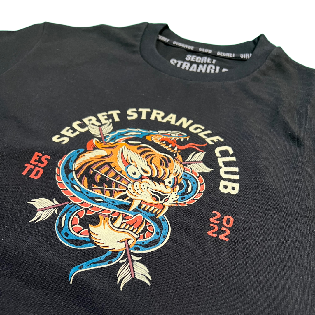 bjj tshirt tiger attack black